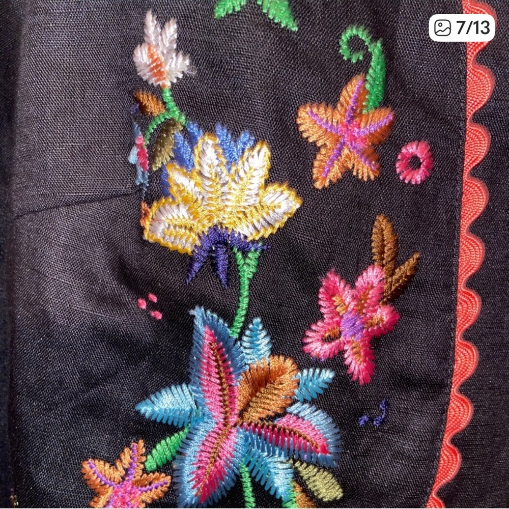 Vintage Peter Martin Bolero Jacket Womens Size 4 Linen Floral Embroidered New - Picture 5 of 7